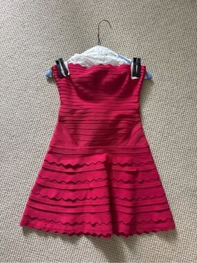 herve leger pink and purple dress Herve Leger Purple Knit Bandage Zip Up Mini Dress S